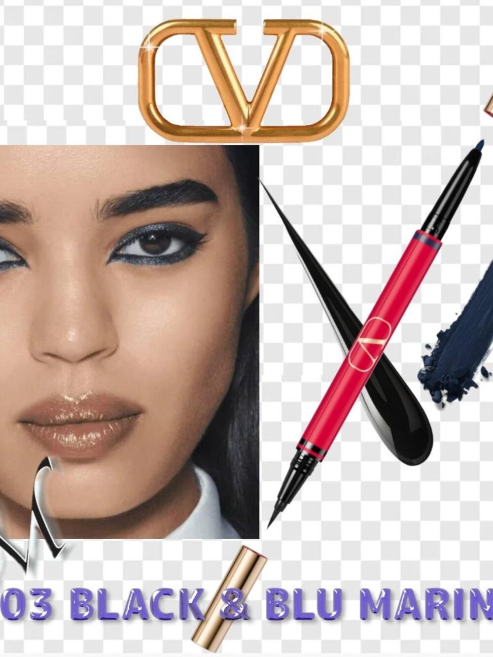 Valentino Twin Double Ended Liquid Liner & Color Pencil* ~ 03 BLACK & BLU MARINO